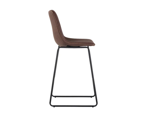 Cal Antique Brown Modern Faux Leather Counter Stool-3