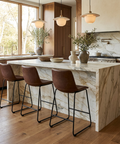 Cal Antique Brown Modern Faux Leather Counter Stool
