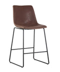 Cal Antique Brown Modern Faux Leather Counter Stool-1