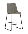 Cal Antique Grey Modern Faux Leather Counter Stool-1