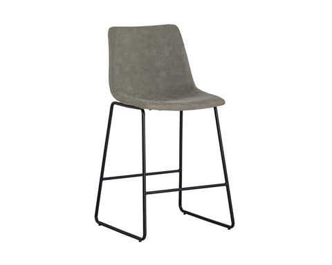 Cal Antique Grey Modern Faux Leather Counter Stool-1