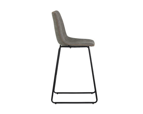Cal Antique Grey Modern Faux Leather Counter Stool-2