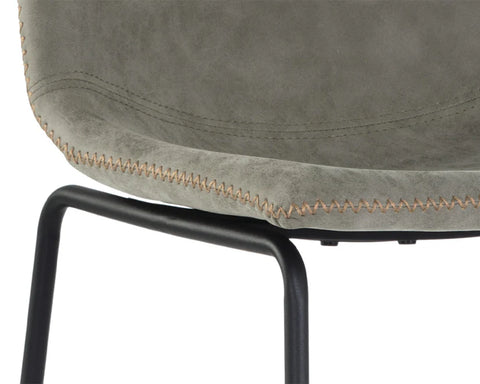 Cal Antique Grey Modern Faux Leather Counter Stool-5