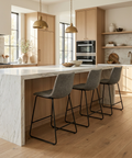 Cal Antique Grey Modern Faux Leather Counter Stool