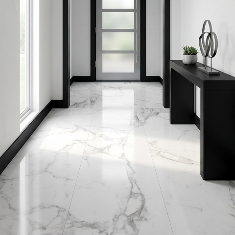 Marble look floor tile