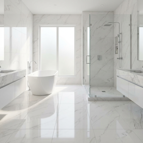 Marble look floor tile