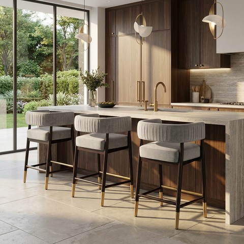 Callem Charcoal Modern Upholstered Counter Stool