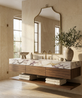 Calliope Antique Brushed Brass Modern Wall Mirror