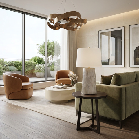 Calma Grey Rock Finish Table Lamp