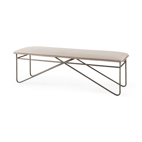 Camille Cream Performance Fabric Bench-1