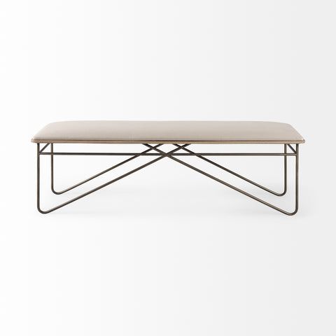 Camille Cream Performance Fabric Bench-2