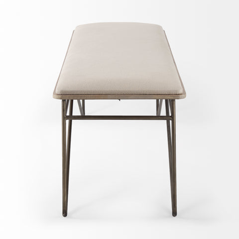 Camille Cream Performance Fabric Bench-3
