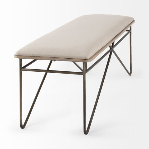 Camille Cream Performance Fabric Bench-4