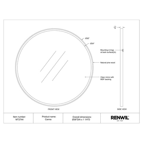 Canna Natural Wood Round Wall Mirror-6