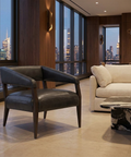 Carlyle Charcoal Leather Accent Chair
