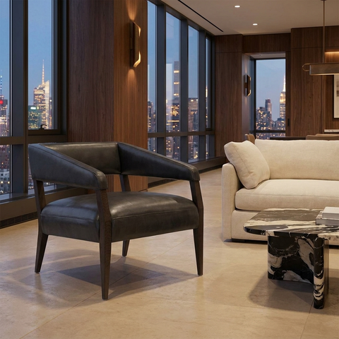 Carlyle Charcoal Leather Accent Chair