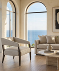 Carlyle Light Grey Leather Accent Chair 