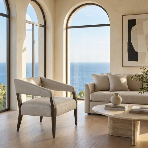 Carlyle Light Grey Leather Accent Chair 