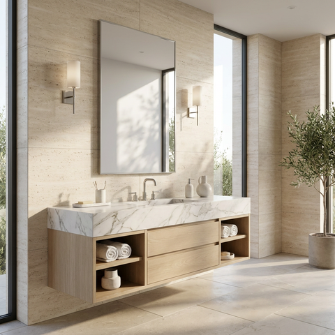 Carmelle Polished Stainless Steel Modern Wall Mirror 