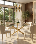 Carmilla Aged Gold Glass Round Dining Table