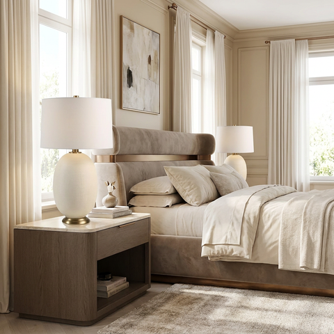 Cartagena White and Antique Brass Table Lamp 