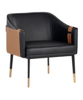 Carter Black and Cognac Faux Leather Accent Chair-1