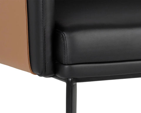 Carter Black and Cognac Faux Leather Accent Chair-5