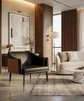 Carter Black and Cognac Faux Leather Accent Chair