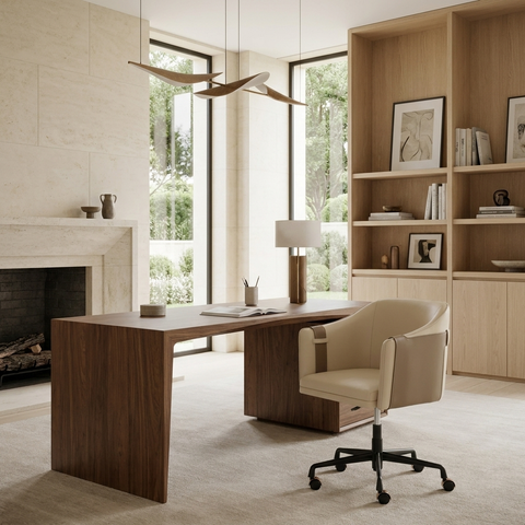 Carter Napa Beige & Tan Faux Leather Swivel Office Chair 
