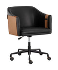 Carter Napa Black & Cognac Faux Leather Swivel Office Chair-1