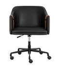 Carter Napa Black & Cognac Faux Leather Swivel Office Chair-2