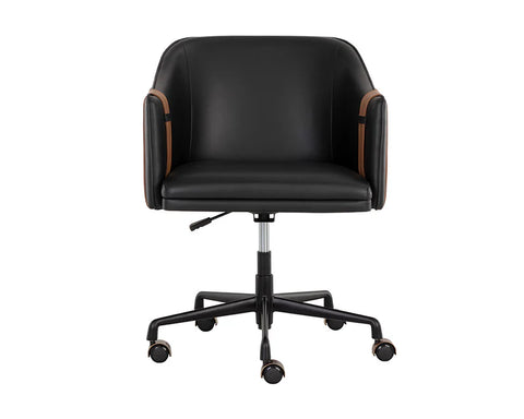 Carter Napa Black & Cognac Faux Leather Swivel Office Chair-2