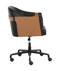 Carter Napa Black & Cognac Faux Leather Swivel Office Chair-3