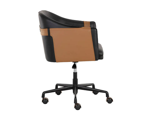 Carter Napa Black & Cognac Faux Leather Swivel Office Chair-3