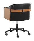 Carter Napa Black & Cognac Faux Leather Swivel Office Chair-4