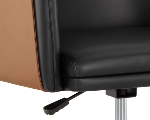 Carter Napa Black & Cognac Faux Leather Swivel Office Chair-6