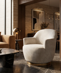Casey Cream Fabric Swivel Accent Chair 
