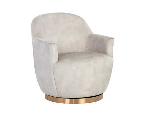 Casey Cream Fabric Swivel Accent Chair -1