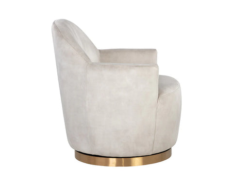 Casey Cream Fabric Swivel Accent Chair -3