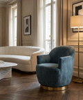 Casey Petrol Fabric Swivel Accent Chair