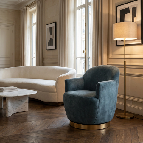 Casey Petrol Fabric Swivel Accent Chair