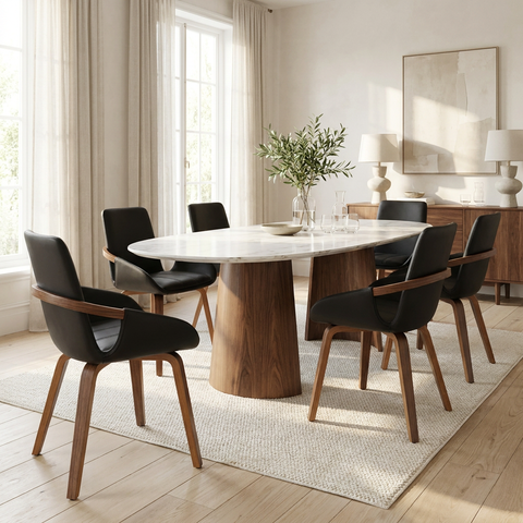 Caspian Black Faux Leather Dining Chairs - Set of 2