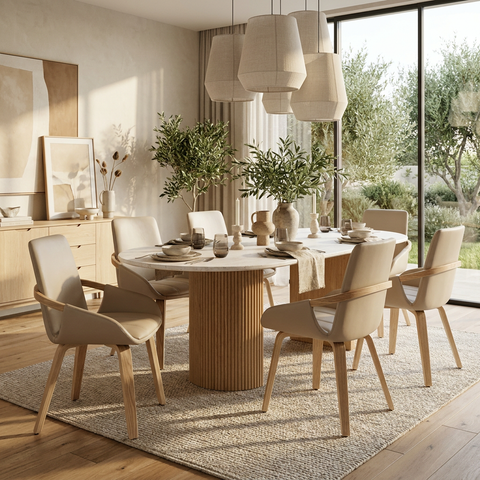 Caspian Sand Faux Leather Dining Chairs