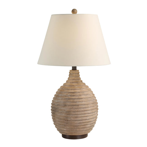 Cebada Textured Brown and Beige Resin Table Lamp-1