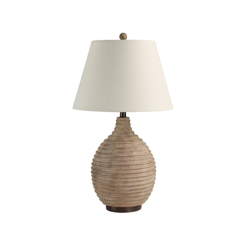 Cebada Textured Brown and Beige Resin Table Lamp-2