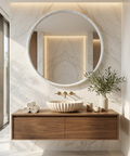 Cento Carrara Marble Round Wall Mirror 