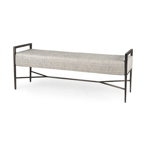Charlotte Grey Herringbone Upholstered Bench-1