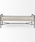 Charlotte Grey Herringbone Upholstered Bench-2