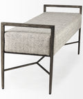Charlotte Grey Herringbone Upholstered Bench-4