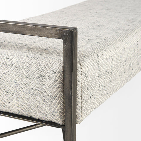 Charlotte Grey Herringbone Upholstered Bench-5